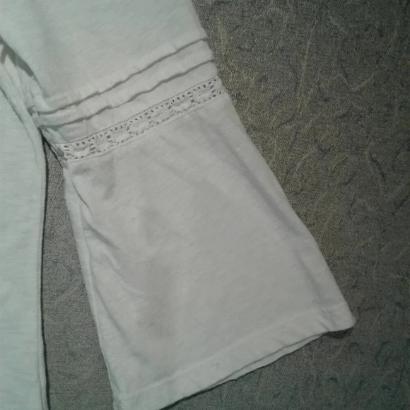Style & Co  Women's White Cotton Blouse Bell Flared Sleeve Embroidered PM Petite - Picture 5 of 8